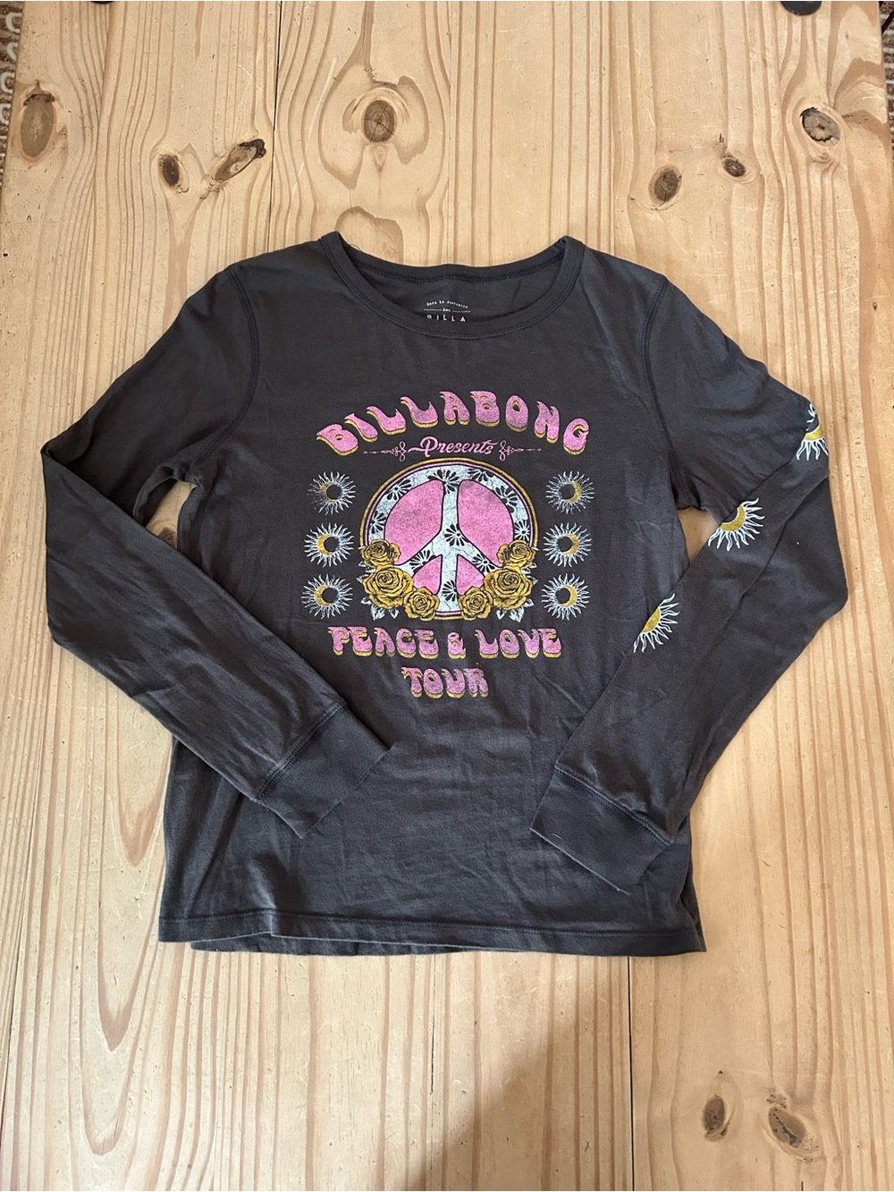 Billabong Kids' Long-Sleeve Peace & Love Graphic Tee - Black